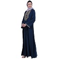 Firdaus Pintuck embroidery abaya-Teal